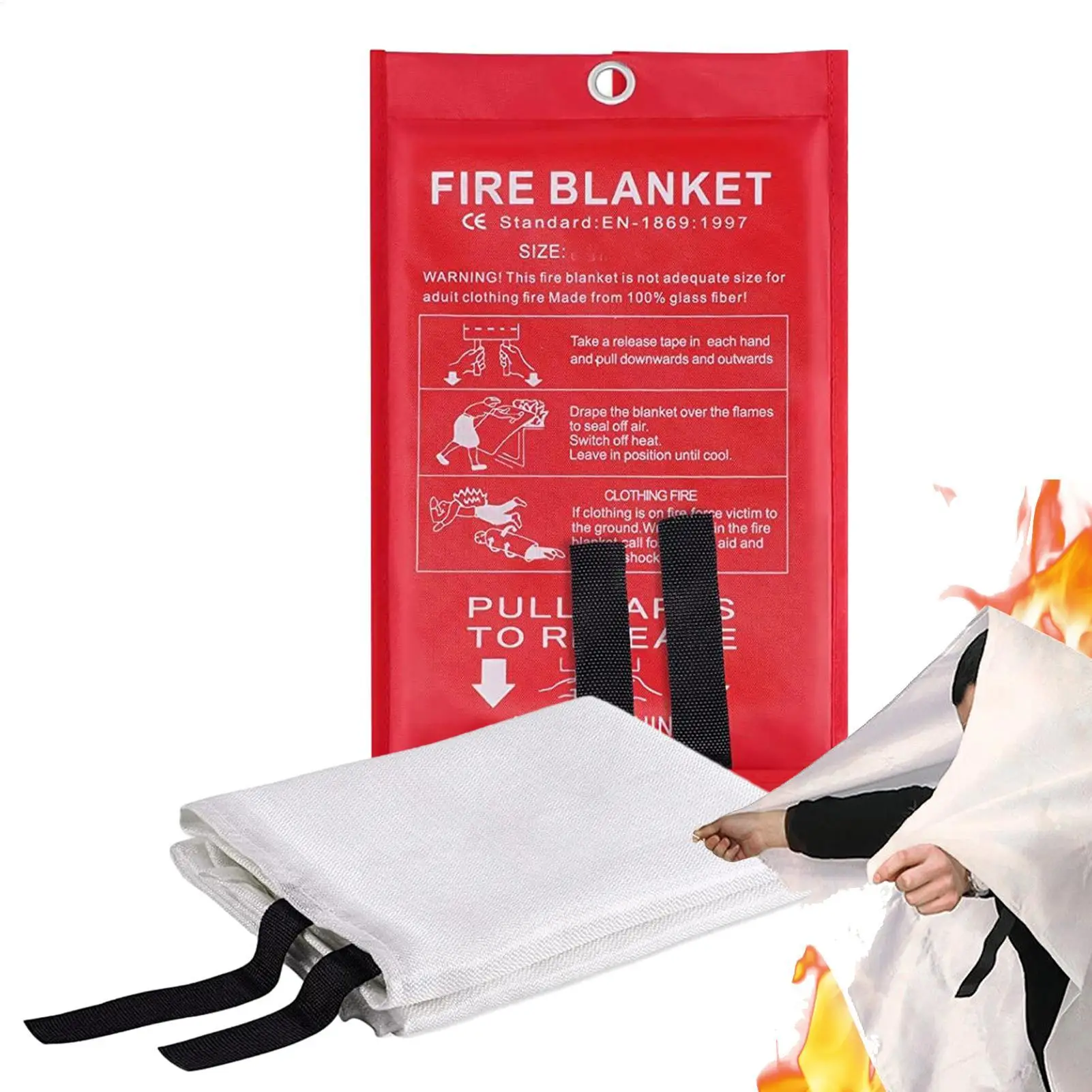 

Fire Retardant Fiberglass Fire Blanket Emergency Fireproof Cover Safety Gear For Home Kitchen, Camping Barbecue & Outdoor Travel