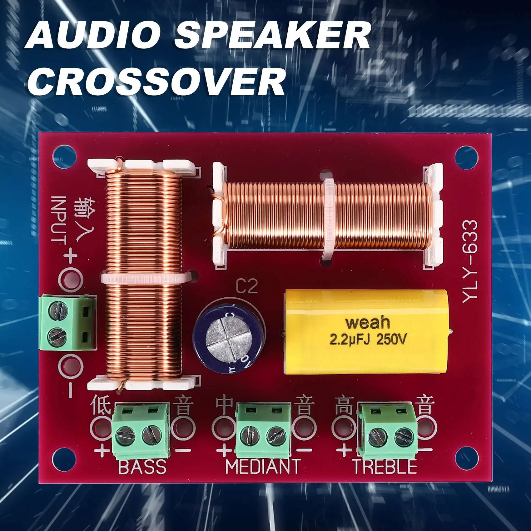

M86K 2Pcs 200W 3 Way Audio Speaker Crossover Treble + Midrange + Crossover Speakers Filter Frequency Divider