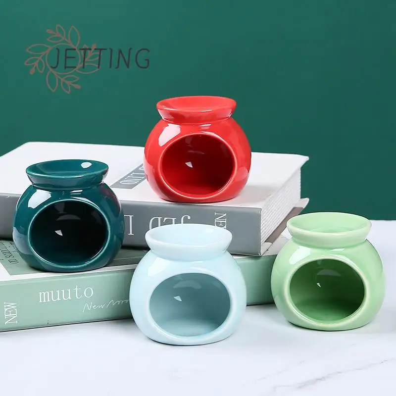 Porcelain Aroma Burner Essential Oil Furance Mini Candle Holder Solid Color Ceramic Crafts Fragrance Item Living Room Decor
