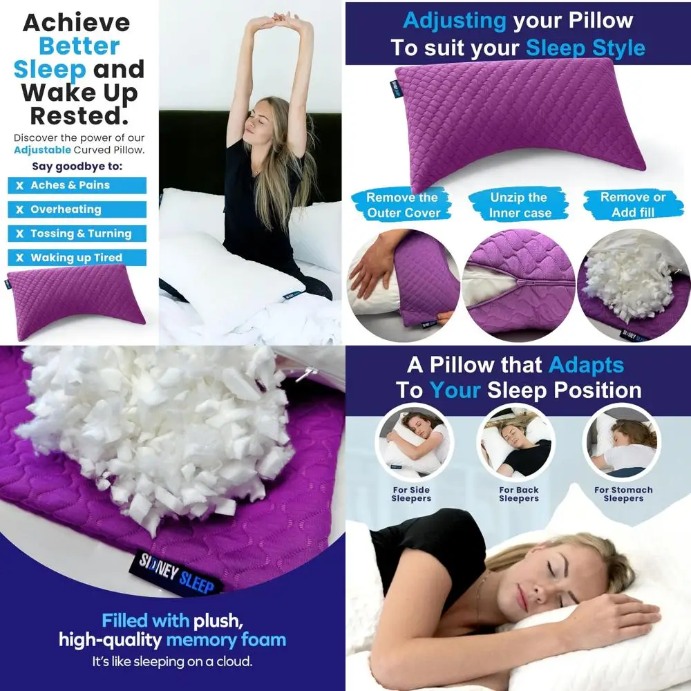 

Memory Foam Pillow for Side and Back Sleepers - Neck & Shoulder Support - Customizable Shredded Foam - King Size with Extra Fill