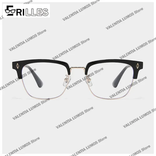 Imagen 2 del producto Gafas con montura TR de gran tamaño para hombre, franjas de luz azul, diseño con acento metálico, gafas de moda premium