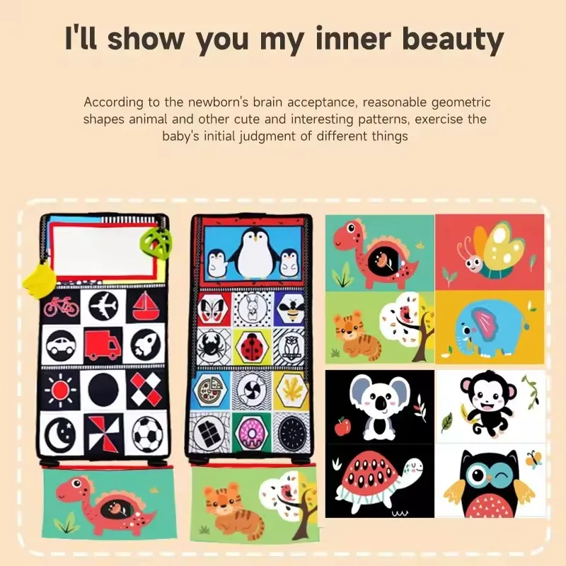 Черно-белые зеркальные игрушки для новорожденных, детский животик, время для младенцев, Монтессори, развитие, ползание, высокая контрастность, сенсорная игрушка