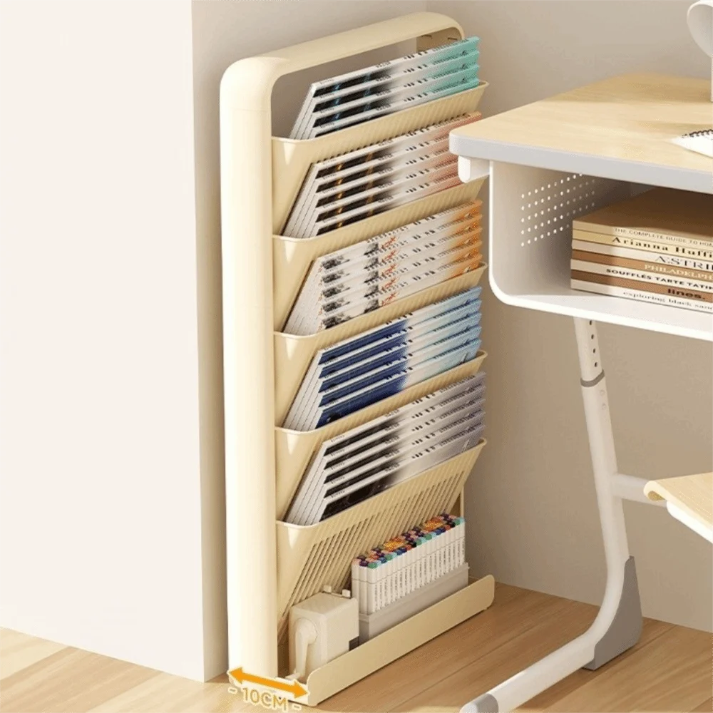 3/5 Layer Structure Study Desk Organizer Removable Space-Saving Side Mounted Bookshelf Floor-Standing Multi-Layer