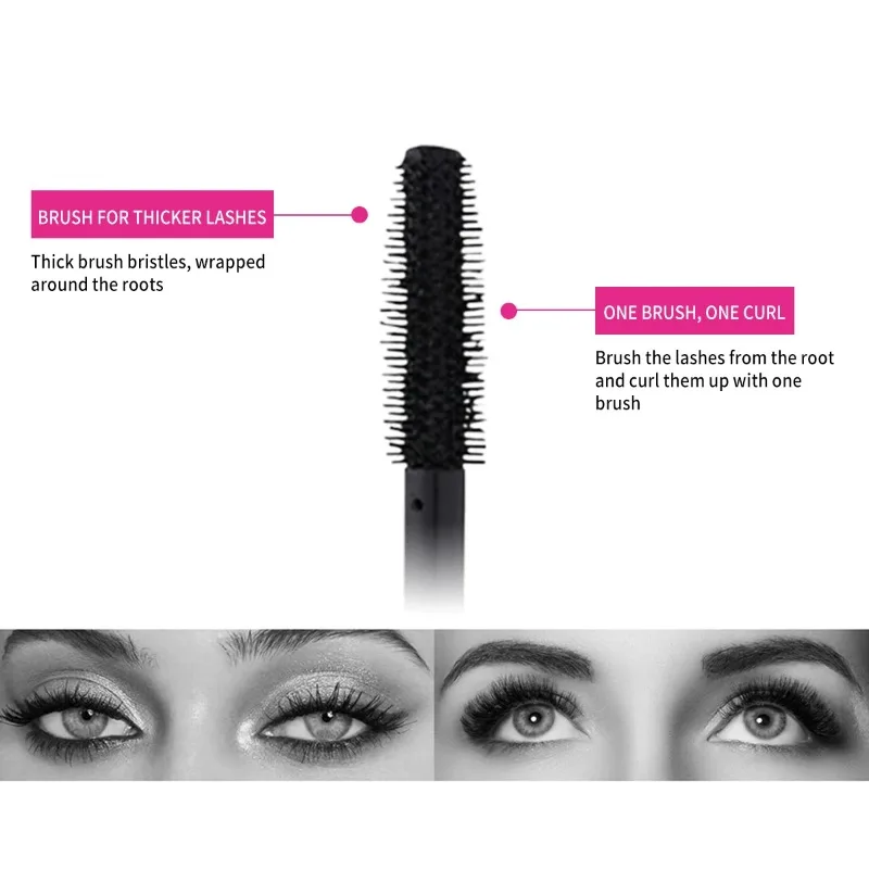 Rímel 4D para alongamento de cílios - alongamento, espessamento, à prova d'água, resistente ao suor, cílios sedosos, sem manchas, fácil de remover