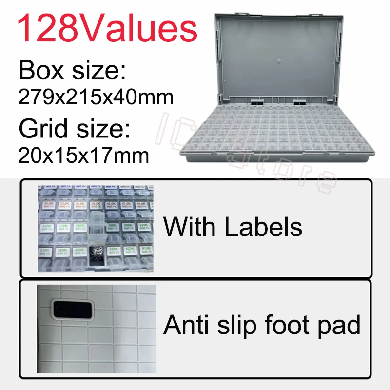 Комплект конденсаторов SMD, образец конденсатора 0201 0402 0603 0805, конденсаторный компонент, набор ассортиментов «сделай сам», 128 значений