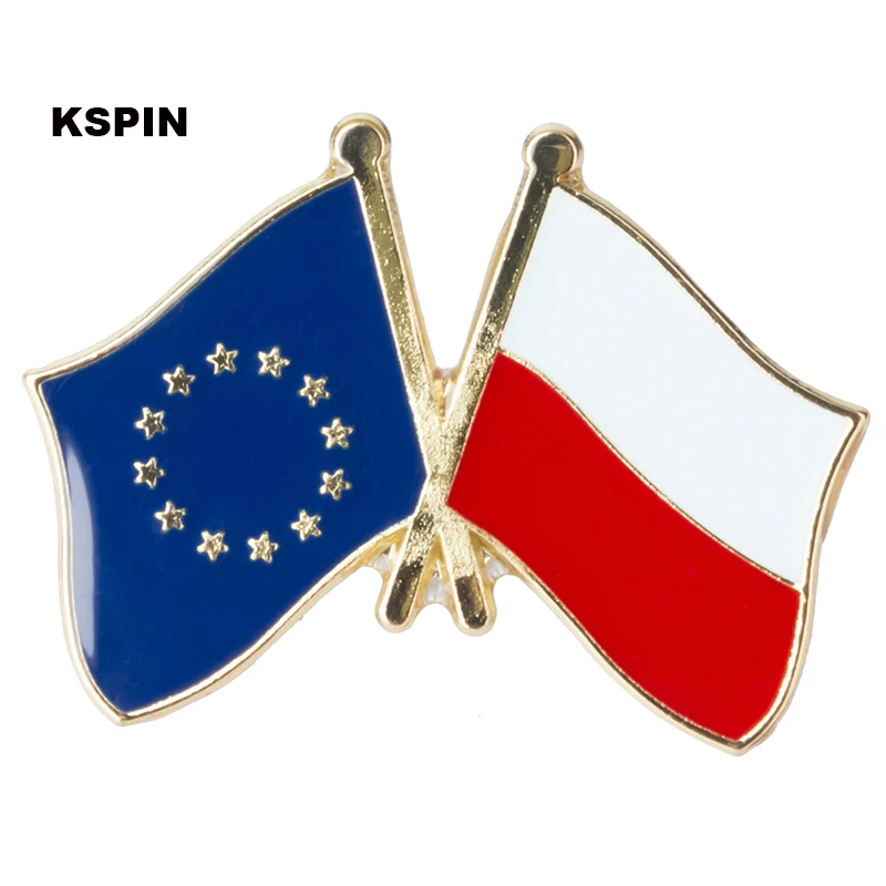 European Union Poland Friendship Flag Metal Pin Badges Decorative Brooch Pins for Clothes XY0084