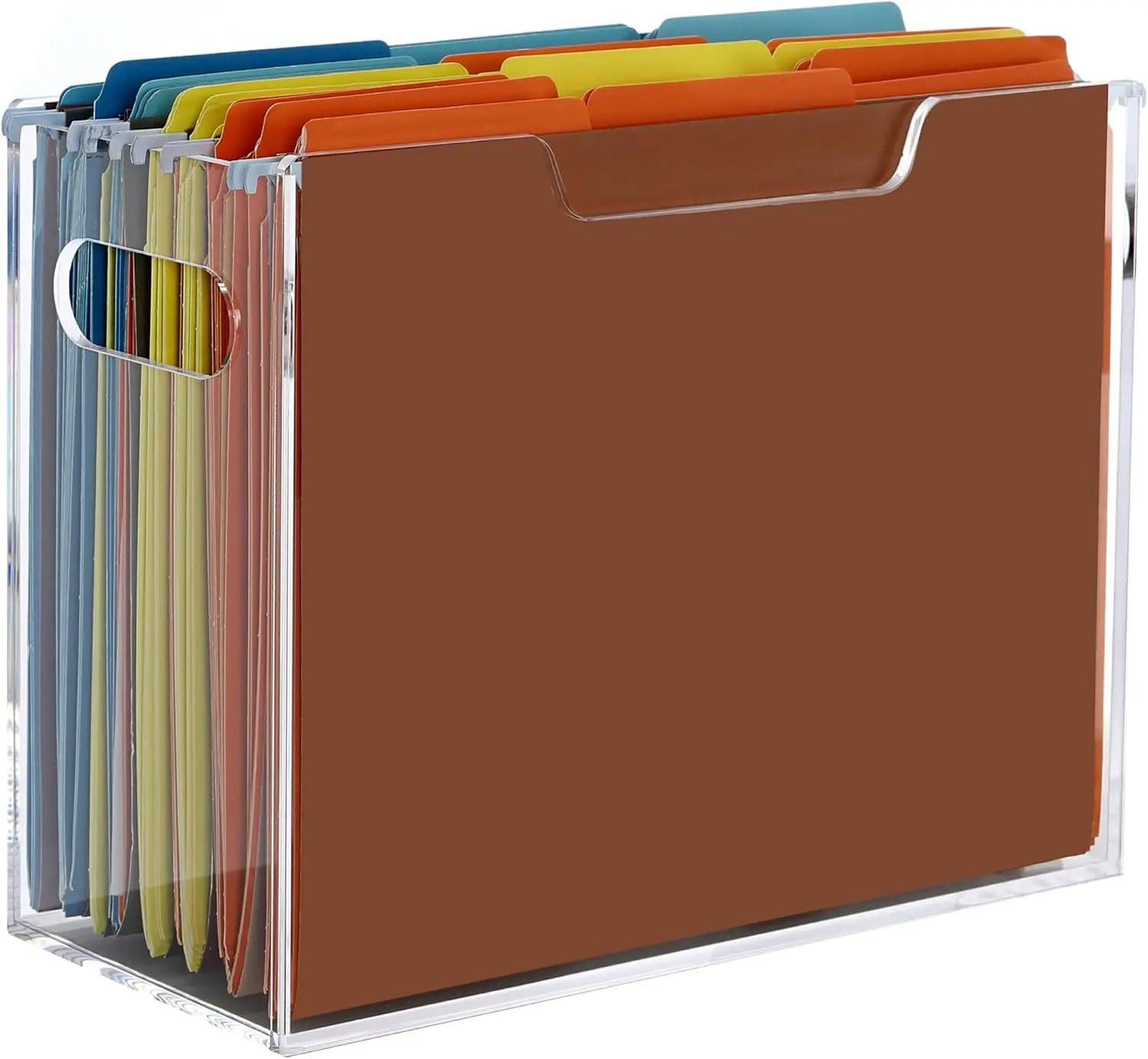 

Clear Acrylic Hanging File Organizer Box with Handles for Letter/A4 Size, Desktop Storage for Office Home Work - 1 Pack