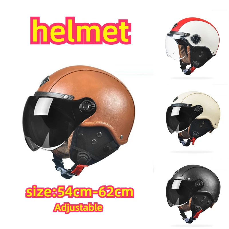 

Electric Motorcycle Helmet Men Women Retro Half Helmet All Season Universal Scooter Electric Bike Safety Helmet