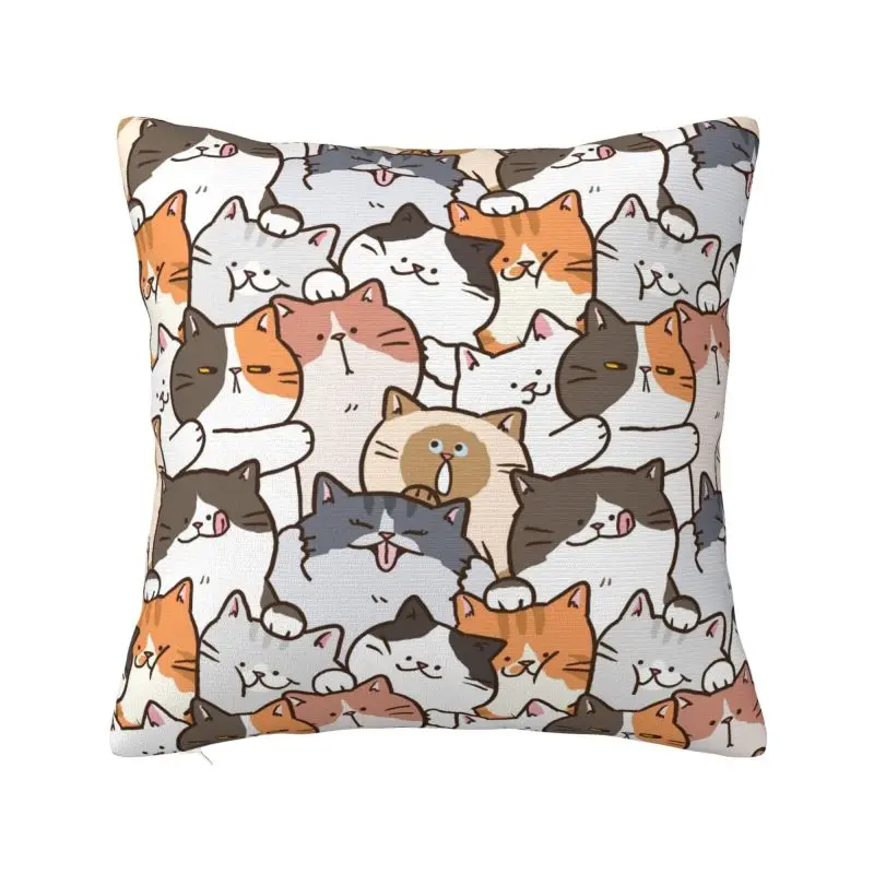 Cute Kitten Cat Doodle Throw Pillow Case Home Decorative 3D Print Sofa Chair Cushion Cover Polyester Cozy Pillowslip Dakimakura