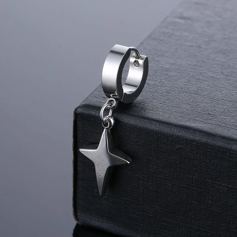 Hip Hop Punk Cross Pendant Earrings Stainless Steel Classic Fashion Geometric Stud Ear Jewelry Party Gifts For Women Men