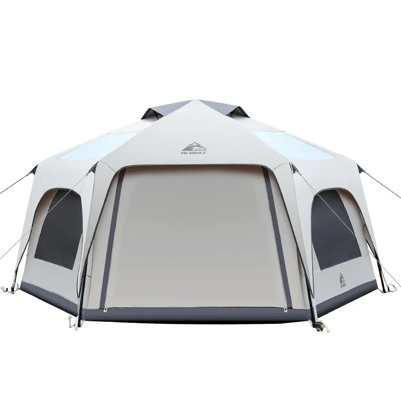 New Outdoor 6-10 People Large Space Camping Mushroom Tent Portable Folding Thickened Silver Coated Sun and Rainproof Picnic