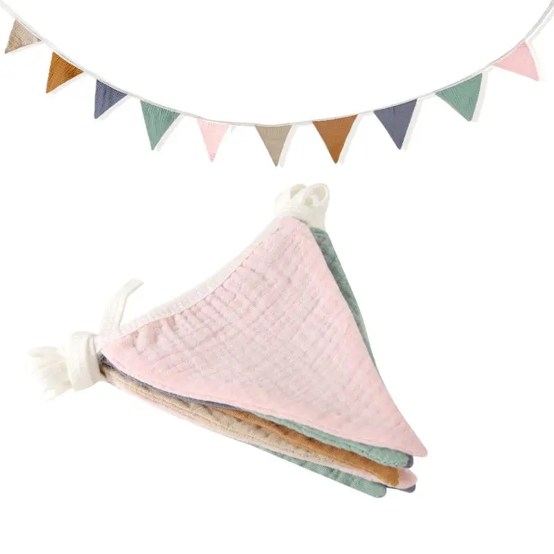 Triangle Pennant Garlands Washable Soft Cotton Fabric Banner Flags for Bridal Shower Gender Reveal Home Decor