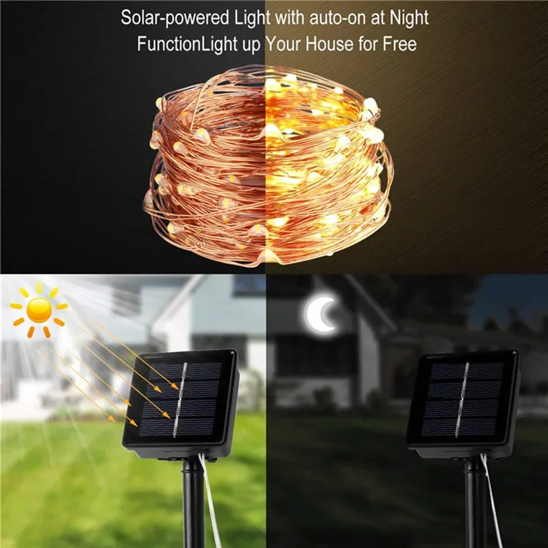 50/100/200 led solar luz ao ar livre lâmpada corda para o feriado natal festa de halloween à prova dwaterproof água luzes de fadas jardim guirlanda