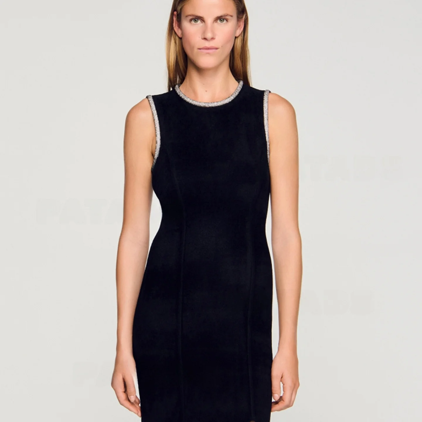 Ele Bla Diamond Trim Svel Slim Fit Split Dr para mujer Otoño Invierno Faion Falda acampanada de cintura alta Dr