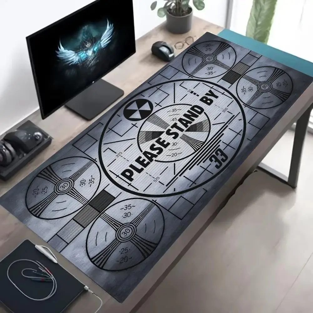 "Fallout: Live" "يرجى الانتظار" وسادة ماوس وسادة طاولة كبيرة للألعاب غير قابلة للانزلاق بحافة محدودة للكمبيوتر المحمول والكمبيوتر اللوحي حصيرة ممتدة للكمبيوتر الشخصي #3