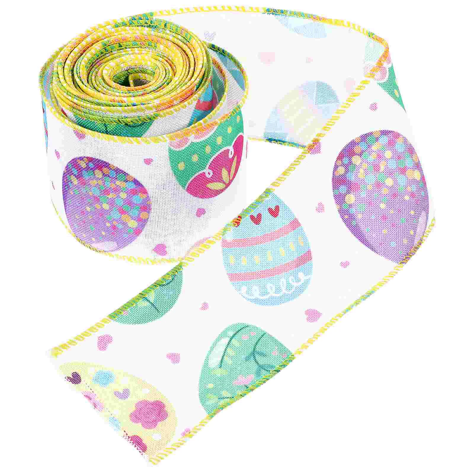 Gift Wrapping Ribbons Easter DIY Printing Iron Wire with Numb for Crafts Wreaths Packaging