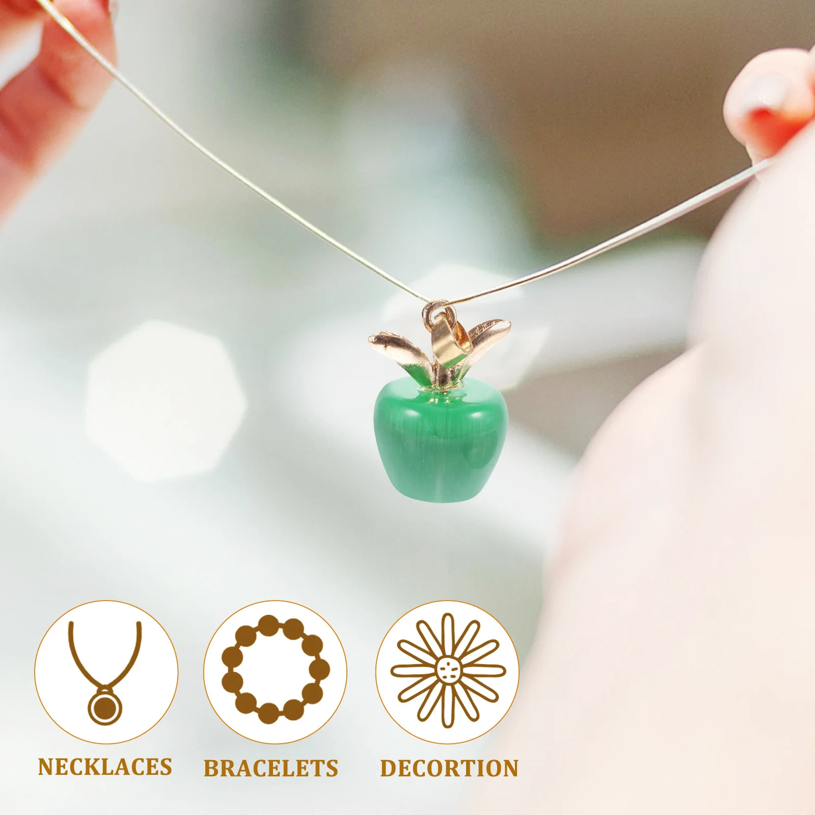 

10pcs Cat Eye Stone Pendant Apple Charms Jewelry Making Supplies Keychain Necklace Trinkets Diy Craft Durable Lightweight