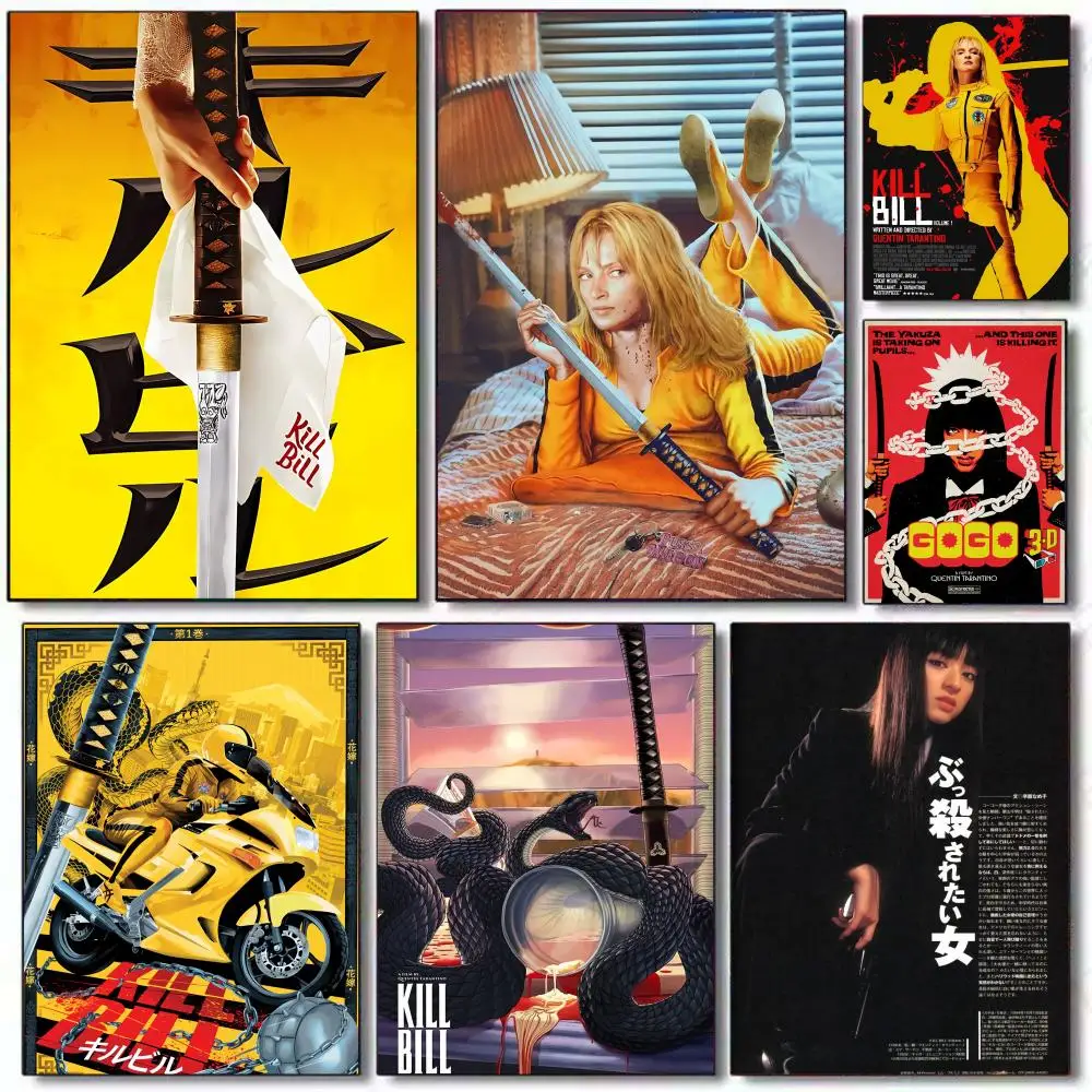 Póster HD PVC autoadhesivo arte de pared-impermeable reutilizable para el hogar Oficina Café Quentin Tarantino película clásica Kill Bill