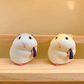 귀여운 만화 햄스터 먹는 멜론 씨앗 자동차 인테리어 장식, 음식 햄스터 피규어, 자동차 대시 보드 장식 액세서리 