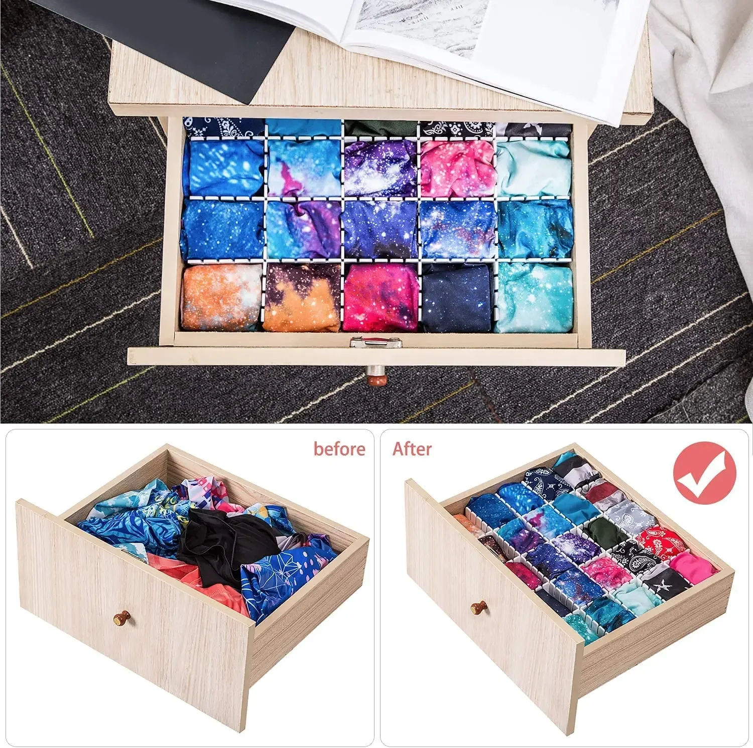 4/8Pcs Drawer Dividers,Adjustable Drawer Organizer for Socks,Underwear,Makeup,Can Help Tidy Kitchen,Bedroom,Dresser