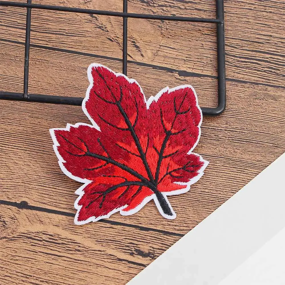 Unique Pattern Water-Friendly Colorful Soft DIY Fashion Patch Stickers Cloth Stickers Maple Leaf Sticker Embroidery Stickers