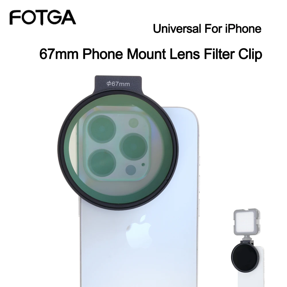 FOTGA 67mm Clip-On Magnetic CPL Filter Kit Camera Lens Magnetic Phone Circular Polarizing Filters For Iphone 16 15 14 13 Pro Max