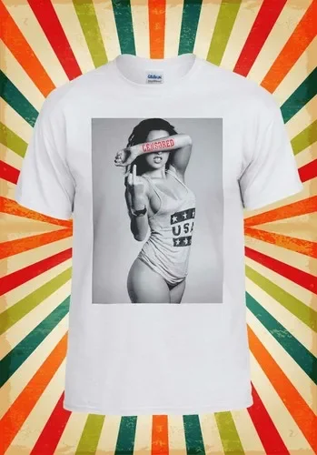 Sexy Finger Girl Censored USA Flag Men Women Vest Tank Top Unisex T Shirt 592