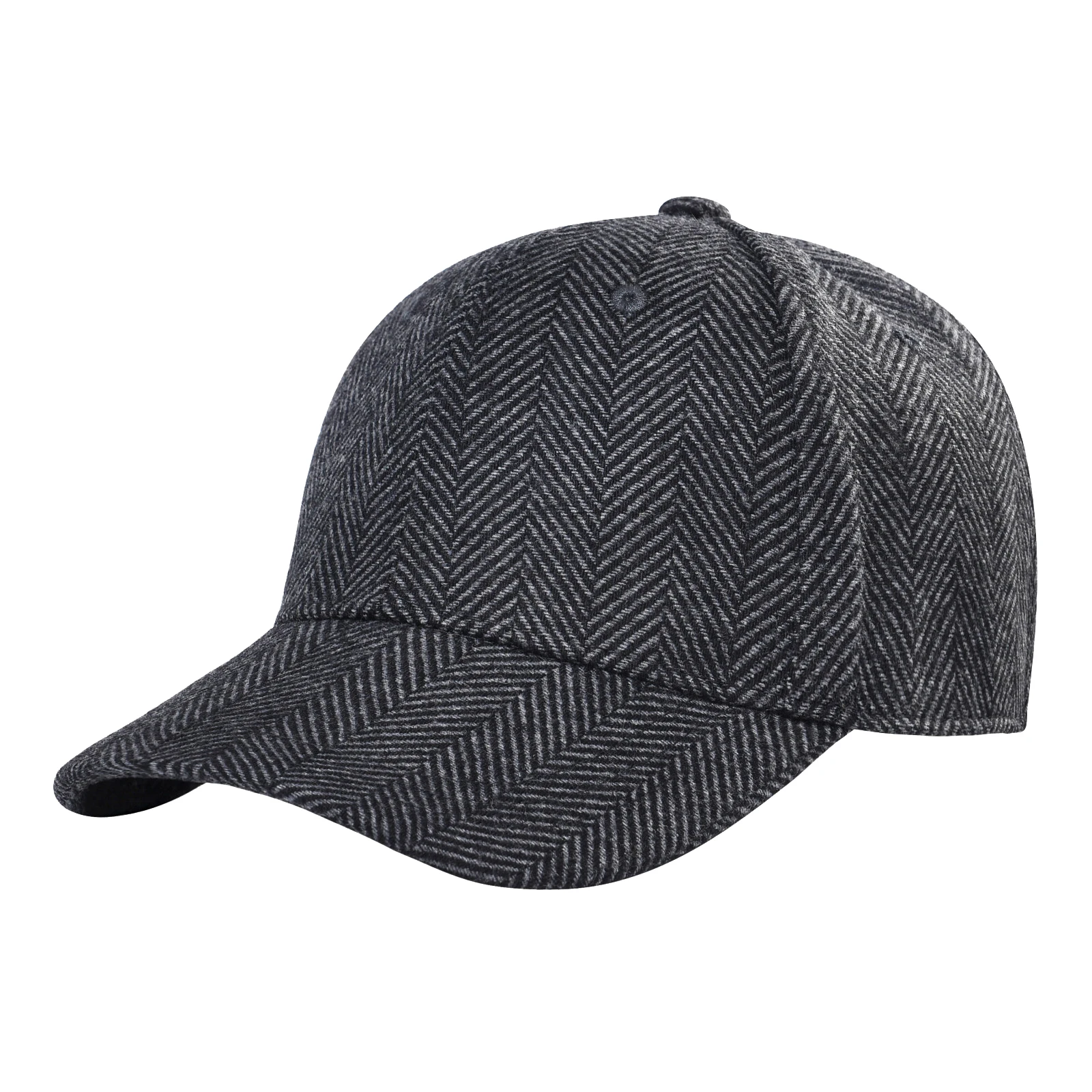 Botvela Herren Winter-Baseballmütze mit Fischgrätenmuster, Tweed, Wollmischung, taillierte Mütze, lässig, Angeln, Wandern, Reisen, Sonnenhut, neuer Modestil – Detail 2