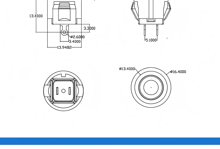 10 Stück DS-500-Drucktaster, 14 mm runder Kopf, selbstrückstellend, normalerweise geöffnet, 2-polig, für den Hupenschalter von Elektrofahrrädern. – Detail 4
