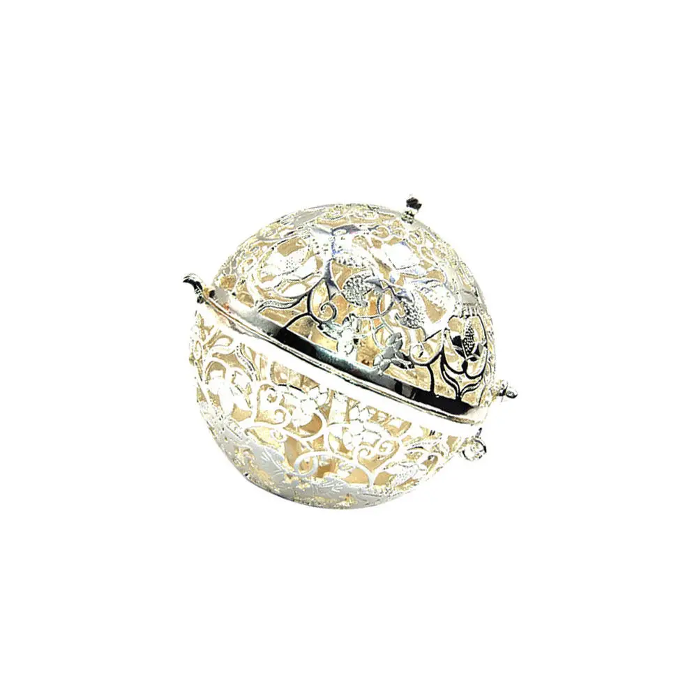 Round Ball Shape Copper Hollow Out Aroma Pendant Solid Essential Oil Ball Holder Openable Case Hanging DIY Necklace Gift