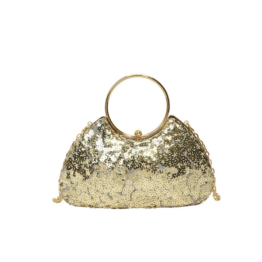 

Elegant Sequin Evening Banquet Bag Glitter Chain Ladies Clutch Bag Large Capacity Top Handle Party Crossbody Handbag