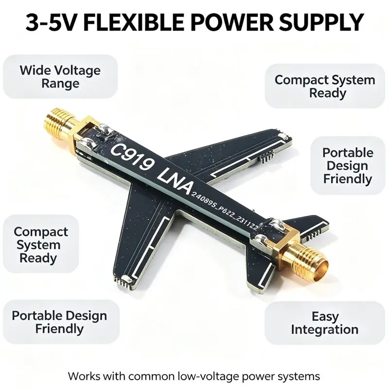 Lnalow Noise Amplifier C919 Bottom Noise 3‑5V Power Supply RF Signal Booster Wideband LNA Module For DIY Projects, 1PC
