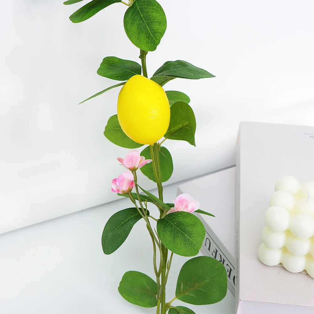 

Искусственное растение для декора интерьера, около 200 см, искусственная лимонная лиана, реалистичные лимонные цветы, декоративные композиции