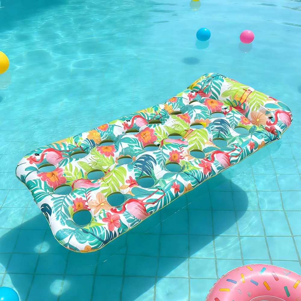 

1 pc inflatable cave leaf flamingo float raft portable floating bed suitable for summer beach swimming pool water entertainment