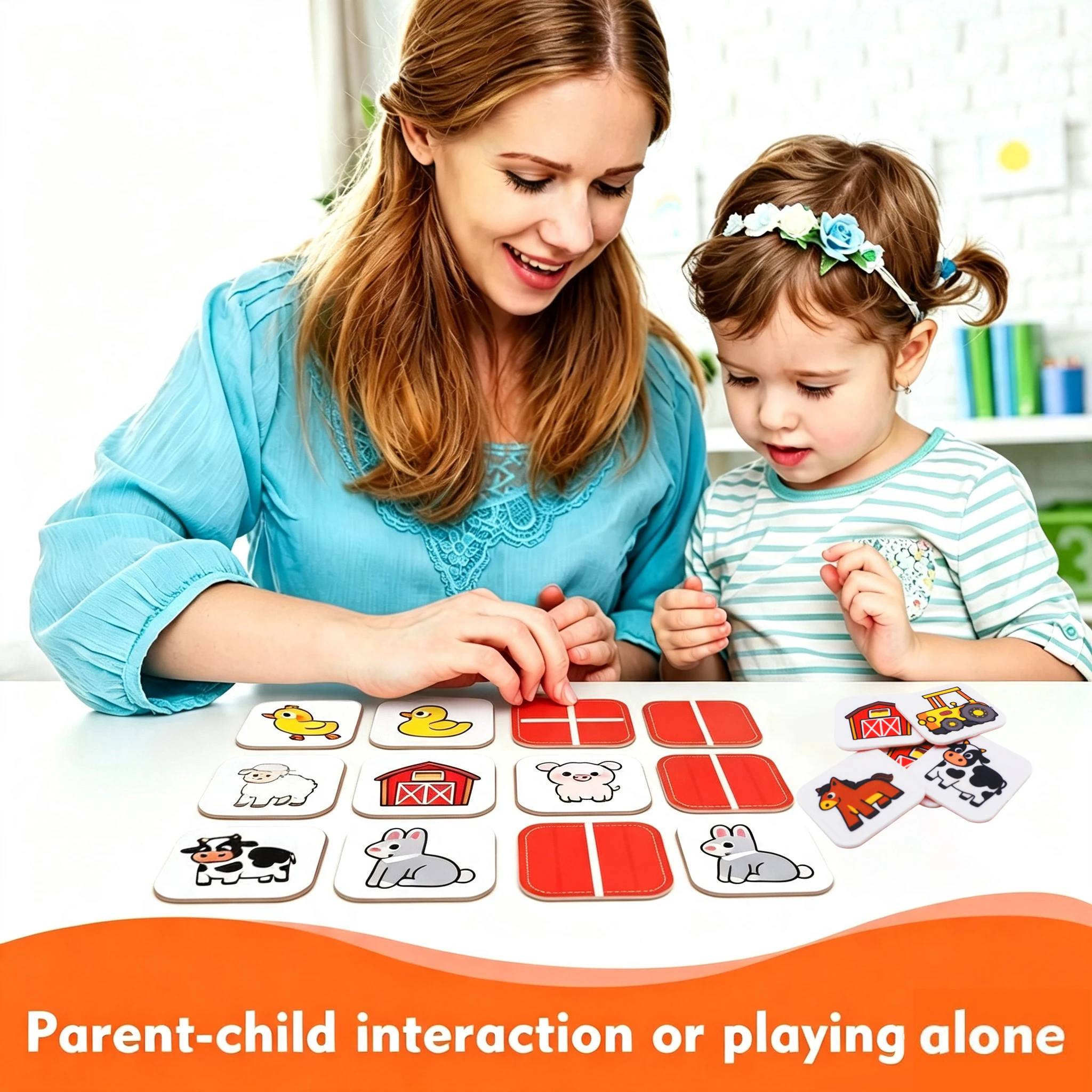 Felt Farm Animal Montessori Matching Game Soft Sensory Travel Flash Cards Preschool Educational Gift Toy for Toddlers Age 1-3