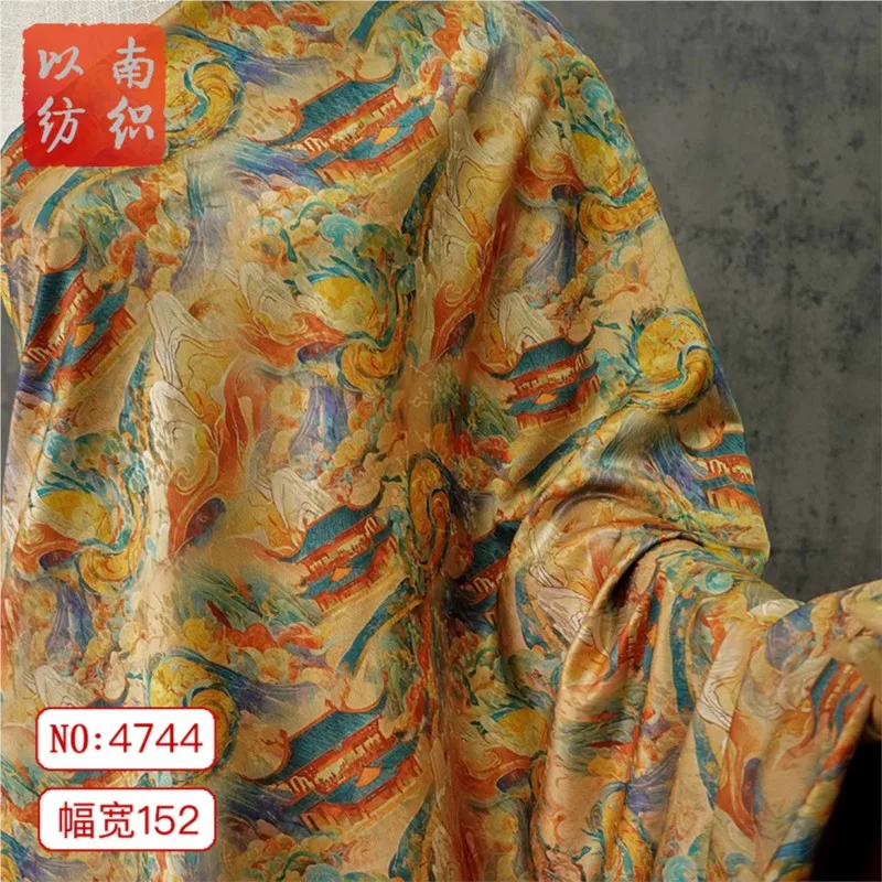 

Guofeng fragrant satin printed fabric spring summer women's cheongsam even clothing decorative
