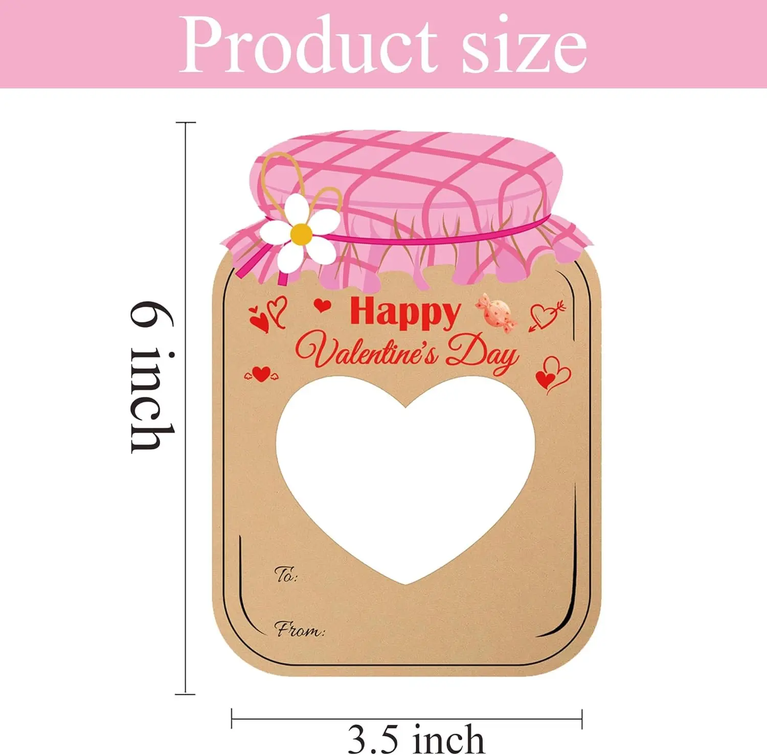 Valentines Day Cards for Kids 54 Pcs Mason Jar Happy Valentine's Day Card Paper Candy Holder Card