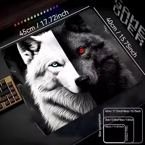 Yin-Yang White Wolf Mouse Pad Square Gaming Accessories Keyboard Pads Computer Office Game Mousepad Rubber Anti-slip Table Mat