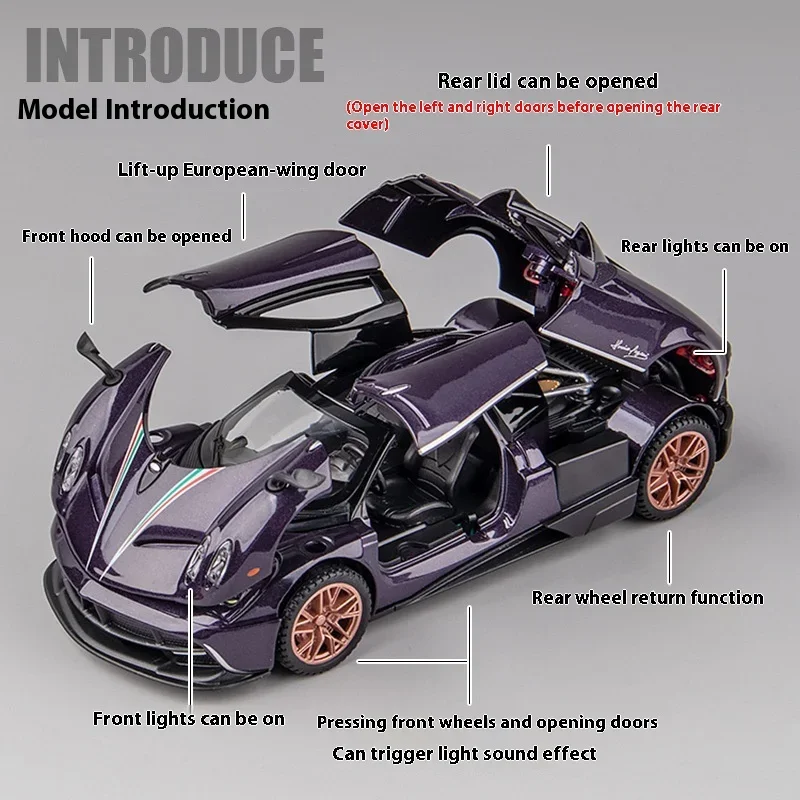 1:32 Pagani Huayra Dinastia Supercar Alloy Diecast Model Car Sound and Light High Simulation Model Gift