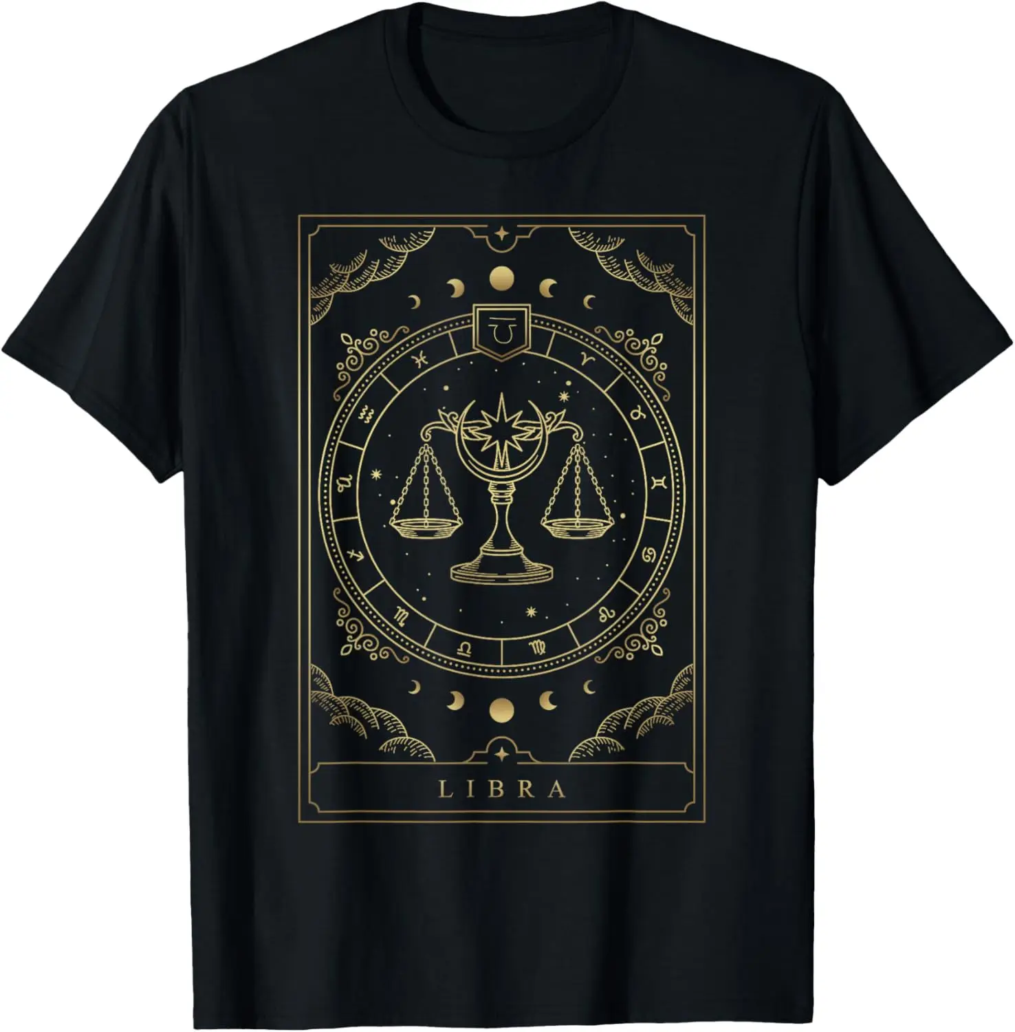 Libra Horoscope And Zodiac Symbol T-Shirt 100% Cotton Trendy Y2K Short-Sleeve Tee-Soft, Quick-Drying, Moisture-Wicking; Ideal