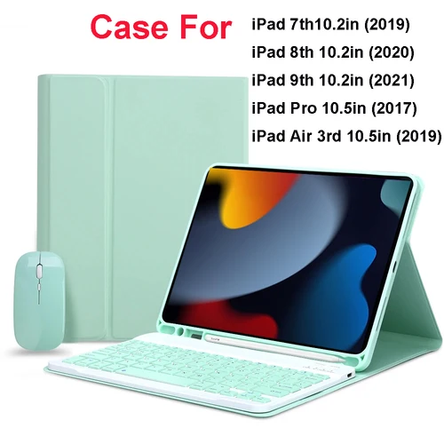 Funda con teclado Bluetooth para iPad, cubierta para iPad Air 3rd Pro de 2019 pulgadas, 7th, 2020, 8th, 2021, 9th, 10,2, 10,5 pulgadas