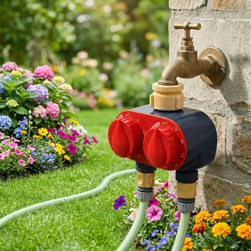 Mechanical Water Timer 1 In 2 Out 2 Hour Irrigation Timer No Battery Drip Irrigation Controller For Garden Use