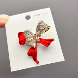 2024 New Red Butterfly Bowknot Brooch Rhinestone Classical Flowers Badge For Women Fashion Jewelry