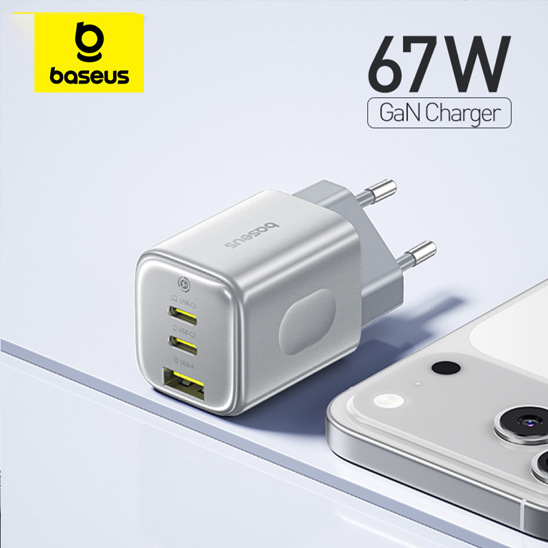  Baseus 67W Fast Charger For iPhone 17 16 15 Xiaomi Samsung PD Charge  USB Charger Phone Charger Portable Travel GaN Charger 