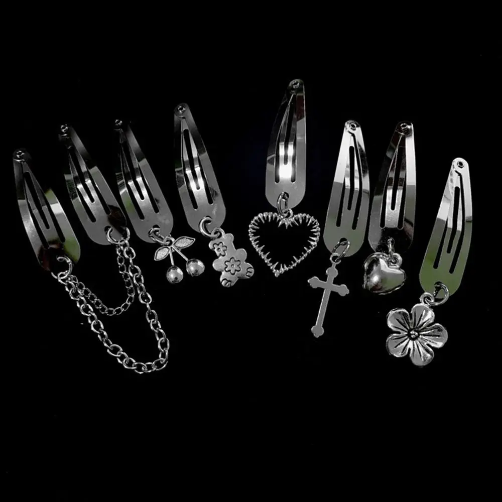 

Hip Hop Toy BB Clip Cherry Water Drop Clip Chain Women Hair Accessories Korean Style Hairpin Punk Hair Clip Cool Cross Barrette