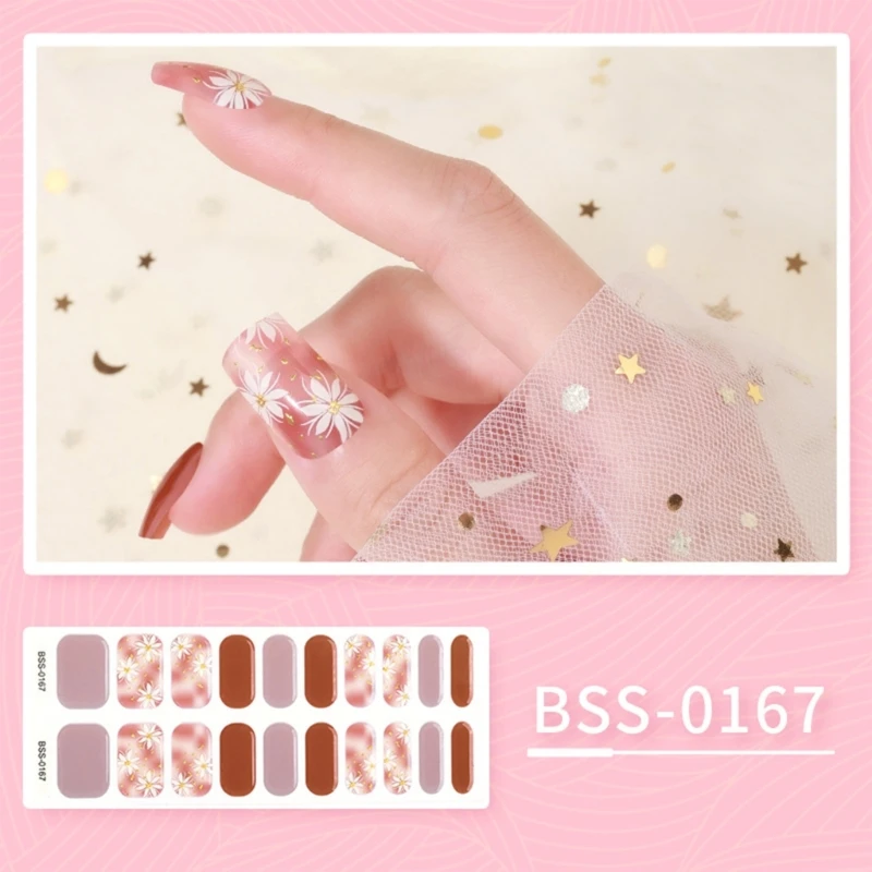 20 Tips Semi-Cured Gel Nail Patch Adhesive Sliders Long Lasting Full Cover Nail Stcikers Gel LED UV Lamp Neede