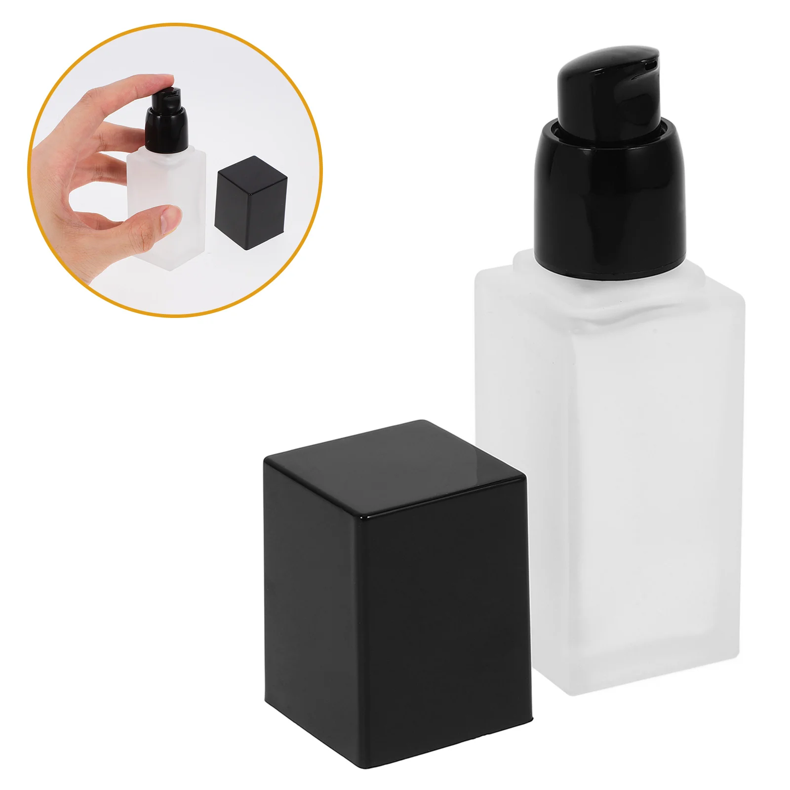 WOONEKY 3개입 무광 유리 리퀴드 파운데이션 병 빈 스퀴즈 프레스 로션 용기 투명 포장