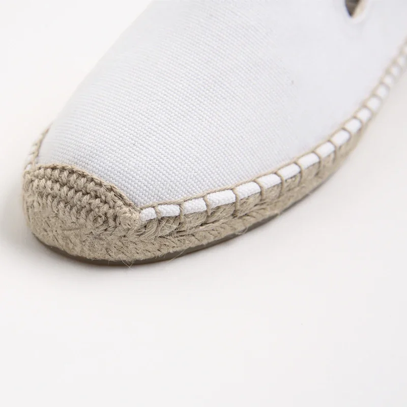 2024 Spring Summer Canvas Flat Espadrilles Women Flats Slip on Casual Beach Shoes Hand-made Hemp Sole Flat Platform Shoes