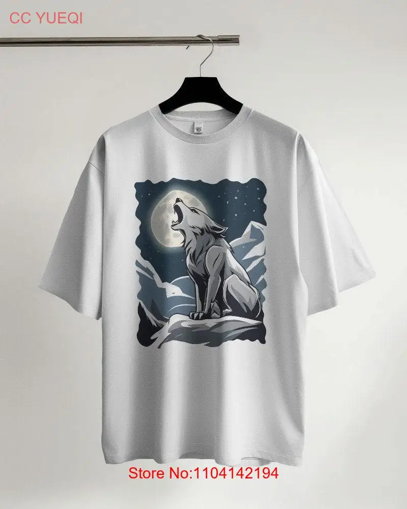 Wolf Howling at Full Moon T Shirt Art Nature Inspired Perfect for Wildlife Lovers Unique Apparel long or short sleeves