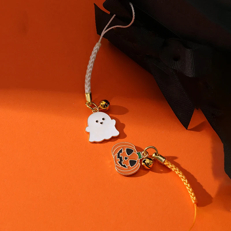 Cordón de cadena de teléfono de calabaza fantasma de Halloween, encanto Simple, funda de teléfono antideslizante, joyería de cuerda para regalos de mujer